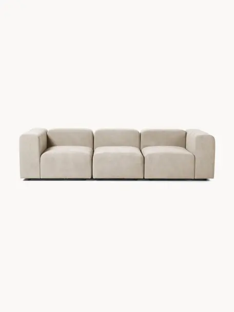 Modulares Sofa Lena (4-Sitzer), Bezug: Webstoff (88% Polyester, , Gestell: Kiefernholz, Schichtholz,, Füße: Kunststoff, Webstoff Hellbeige, B 284 x T 106 cm