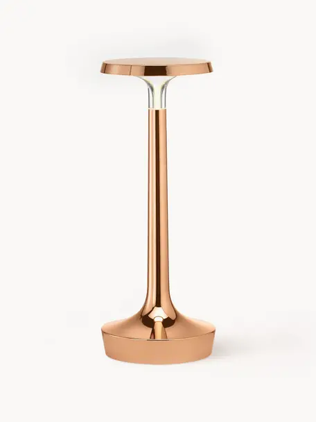 Lámpara de mesa pequeña LED regulable Bonjour, portátil, Plástico, Rosa con acabado metalizado, Ø 11 x Al 27 cm