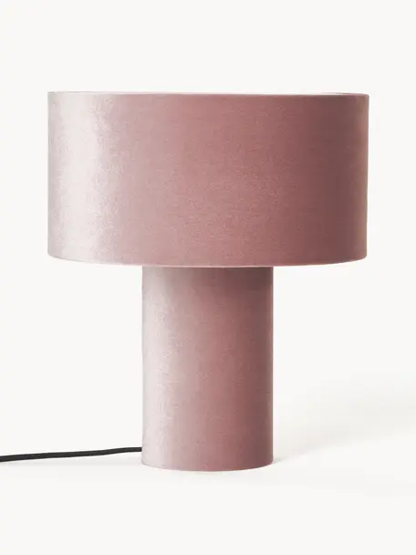 Lampada da tavolo in velluto Ron, Base della lampada: plastica con rivestimento, Paralume: velluto, Velluto rosa chiaro, Ø 30 x Alt. 35 cm