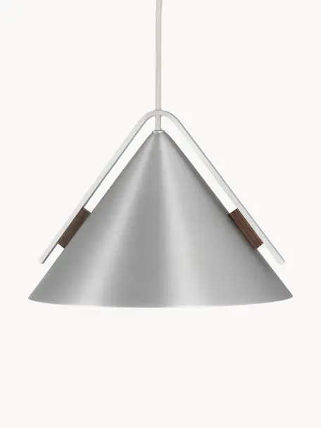 Hanglamp Cone, verschillende formaten, Decoratie: walnoothout, geolied, Zilverkleurig, Ø 40 x H 30 cm