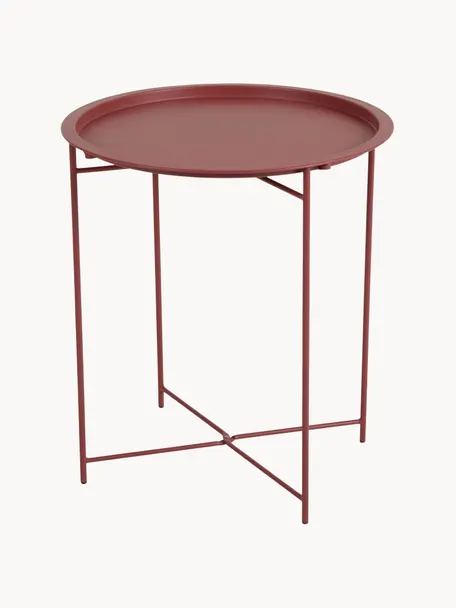Tavolino-vassoio rotondo in metallo Sangro, Metallo verniciato a polvere, Rosso ruggine, Ø 46 x Alt. 52 cm
