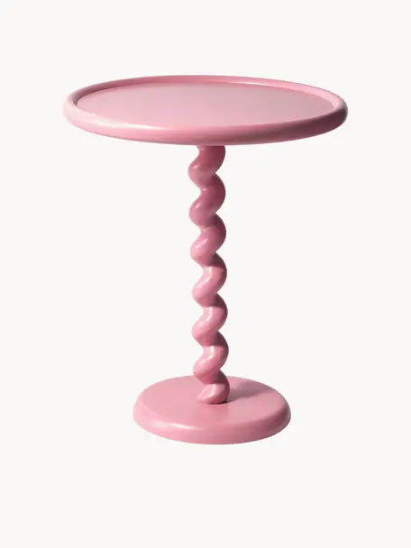 Okrúhly odkladací stolík Twister, Hliník ošetrený práškovým náterom, Bledoružová, Ø 46 x V 56 cm