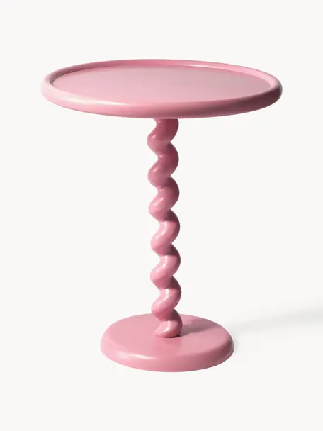 Kulatý odkládací stolek Twister, Hliník s práškovým nástřikem, Růžová, Ø 46 cm, V 56 cm