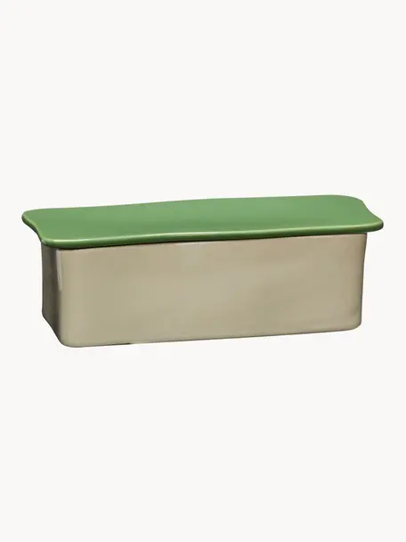 Handgemaakte Organizer Amare, Steenpoeder, Lichtbeige, groen, B 23 x H 8 cm