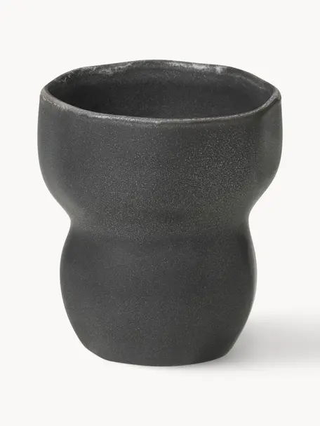 Taza con forma orgánica artesanal Limfjord, 200 ml, Cerámica de gres, Gris antracita, Ø 8 x Al 9 cm, 200 ml