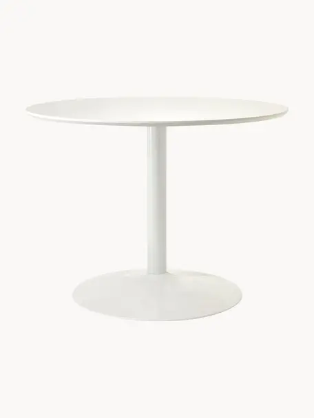 Ronde eettafel Menorca, Ø 100 cm, Tafelblad: essenfineer, vezelplaat m, Wit, Ø 100 cm