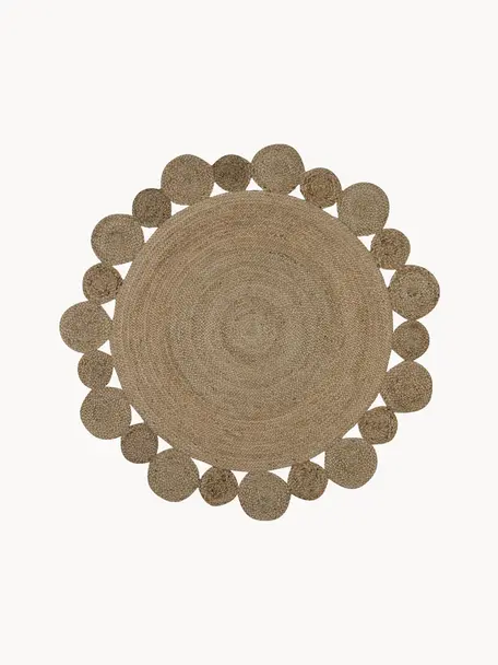 Runder Jute-Teppich Niago, handgefertigt, 100 % Jute, Braun, Ø 150 cm (Größe M)