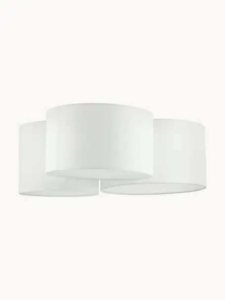 Grote plafondlamp Joss, Baldakijn: gepoedercoat metaal, Wit, Ø 61 x H 26 cm
