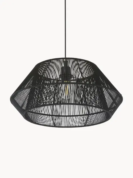 Lampada a sospensione in metallo Hadi, Baldacchino: metallo verniciato a polv, Paralume: metallo verniciato a polv, Nero, Ø 48 x Alt. 22 cm