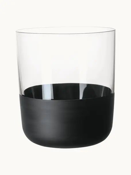 Szklanka do whisky ze szkła kryształowego Manufacture Rock, 4 szt., Szkło kryształowe, Transparentny, czarny, Ø 9 x W 9 cm, 360 ml