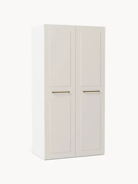 Modularer Drehtürenschrank Charlotte, 100 cm Breite, mehrere Varianten, Korpus: Spanplatte, melaminbeschi, Griffe: Messing Dieses Produkt wi, Beige, Basic Interior, B 100 x H 200 cm