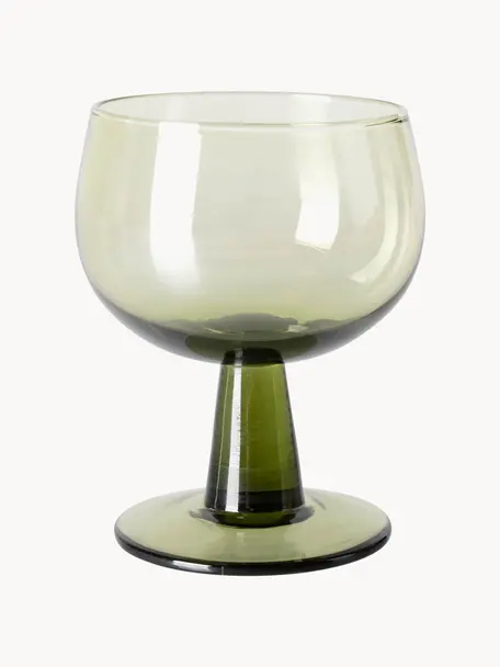 Copas de vino The Emeralds, 4 uds., Vidrio, Verde oliva transparente, Ø 9 x Al 12 cm, 250 ml