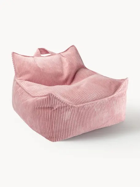 Fauteuil poire pour enfant en velours côtelé Sugar, Velours côtelé vieux rose, larg. 70 x prof. 80 cm