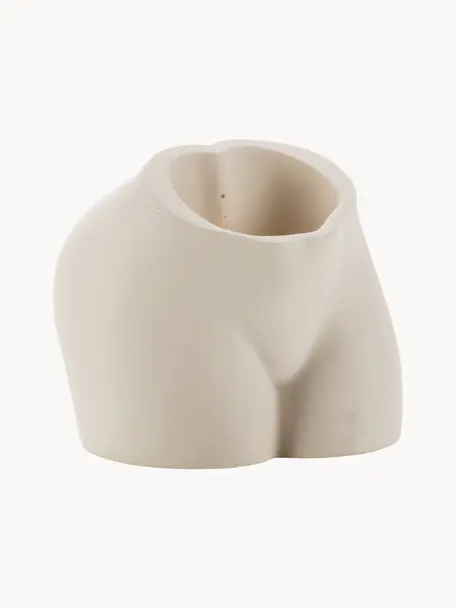 Handgefertigte Design-Vase Peachy, Jesmonite-Stein, Hellbeige, B 11 x H 10 cm
