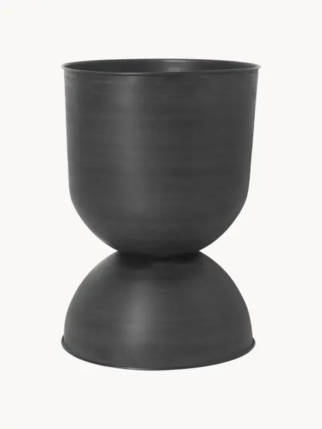 Cache-pot Hourglass, haut. 73 cm, Fer, enduit, Noir, mat, Ø 50 x haut. 73 cm