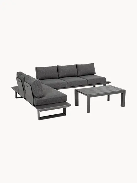 Set lounge para exterior Konnor, 3 pzas., Tapizado: 100% polipropileno, Estructura: aluminio con pintura en p, Tejido gris antracita, Set de diferentes tamaños