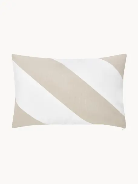 Funda de cojín estampada Ren, 100% algodón, Blanco, beige, An 30 x L 50 cm
