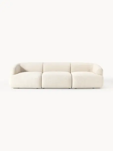 Modulares Bouclé-Sofa Sofia (3-Sitzer), Bezug: Bouclé (100 % Polyester) , Gestell: Fichtenholz, Spanplatte, , Bouclé Off White, B 277 x T 103 cm