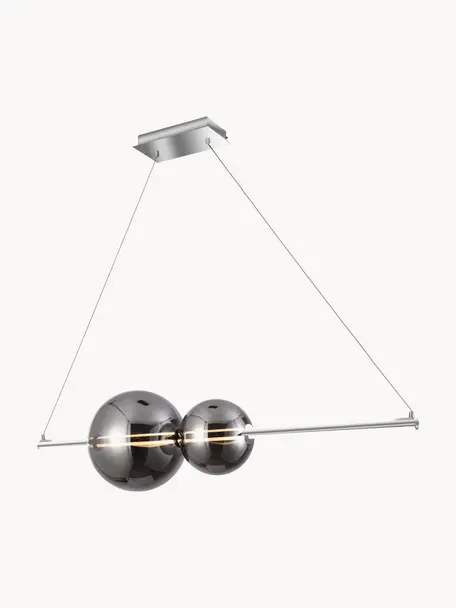 Grosse LED-Pendelleuchte Nova, Silberfarben, Grau, B 105 x H 150 cm