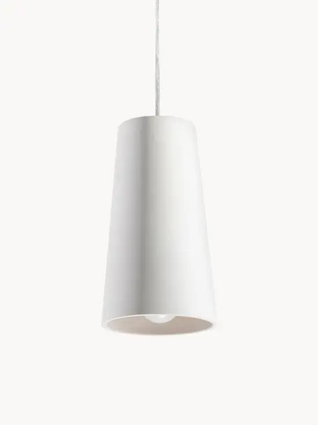 Kleine keramische hanglamp Armica, Lampenkap: keramiek, Wit, gebroken wit, Ø 16 x H 28 cm