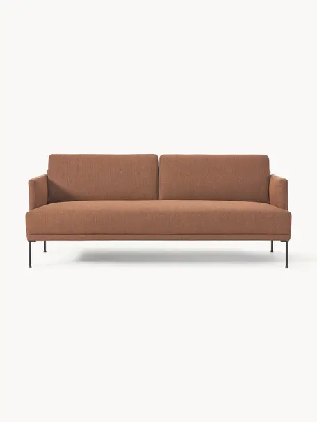 Sofa Fluente (3-Sitzer), Bezug: 100% Polyester 35.000 Sch, Gestell: Massives Kiefernholz, Füße: Metall, pulverbeschichtet, Webstoff Nougat, B 196 x T 85 cm