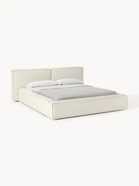 Čalouněná postel Lennon, Tlumeně bílá, Š 228 cm, H 243 cm (rozměry plochy k ležení 160 cm x 200 cm)