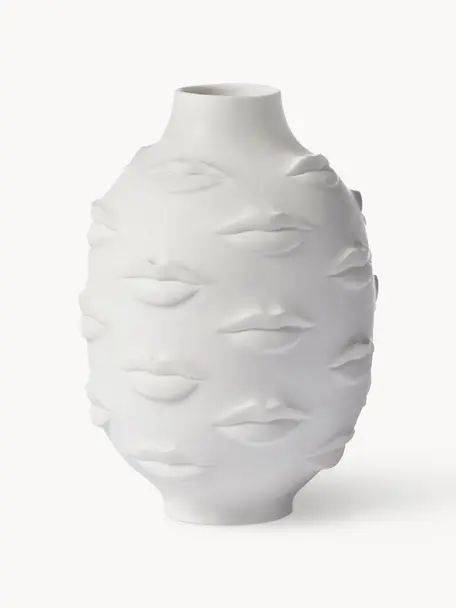 Dizajnová porcelánová váza Gala, Porcelán, Biela, Ø 15 x V 25 cm