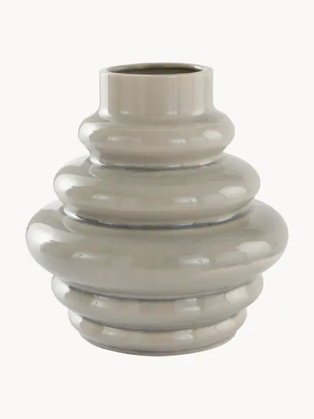Design Vase Viva, handgefertigt, Keramik, glasiert, Greige, Ø 25 x H 25 cm