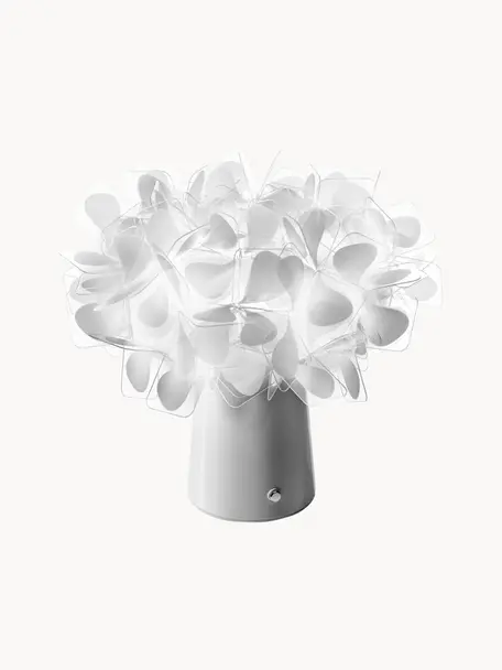 Kleine mobile LED-Tischlampe Clizia, dimmbar, Lampenschirm: Lentiflex, Lampenfuß: Lentiflex, Hellgrau, Transparent, Ø 27 x H 25 cm