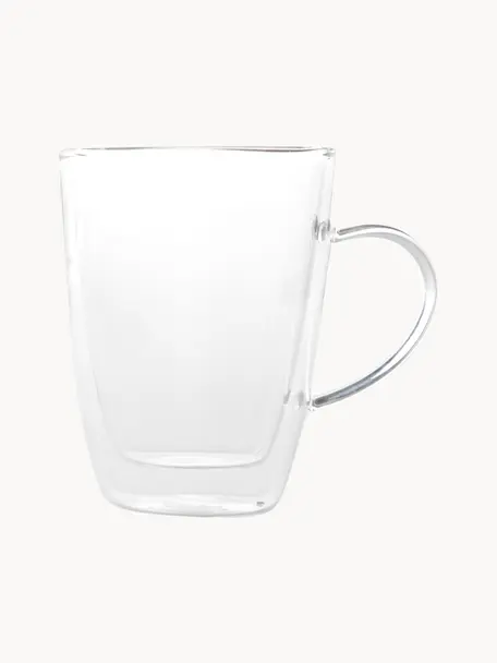 Bicchieri da tè a doppia parete Isolate 2 pz, Vetro borosilicato, Trasparente, Ø 8 x Alt. 11 cm, 250 ml