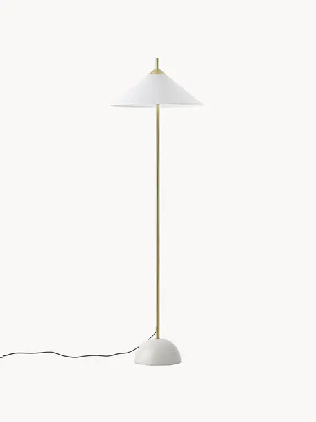 Lampa podłogowa z podstawą z marmuru Vica, Biały, odcienie złotego, W 160 cm