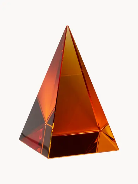 Objet décoratif de crystal fait main Prism, Cristal, Orange, larg. 7 x haut. 10 cm