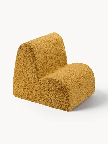 Fauteuil en peluche pour enfant Cloud, Peluche jaune moutarde, larg. 50 x prof. 60 cm