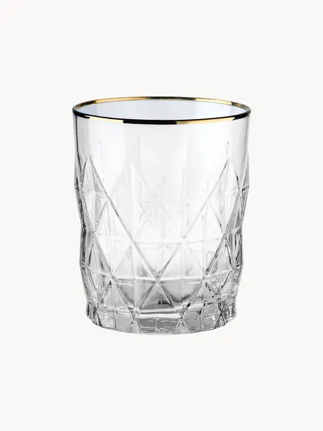 Bicchieri con motivo strutturato Upscale 6 pz, Vetro, Trasparente, dorato, Ø 8 x Alt. 10 cm, 345 ml