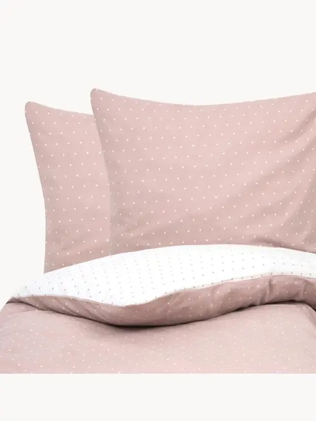 Flanelová obojstranná posteľná bielizeň Betty, Staroružová, biela, 200 x 200 cm + 2 vankúše 80 x 80 cm