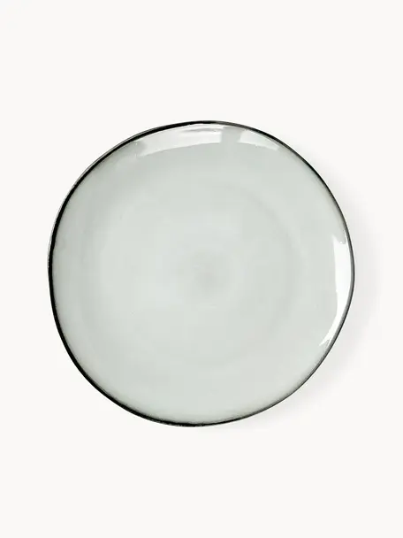 Ručne vyrobený raňajkový tanier z kameniny Thalia, 2 ks, Kamenina, Modrosivá, Ø 22 cm
