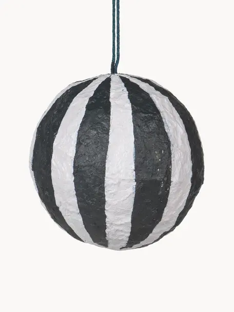 Boules de Noël Sphere, Ø 8 cm, 3 pièces, Pâte de coton, Blanc, noir, Ø 8 cm