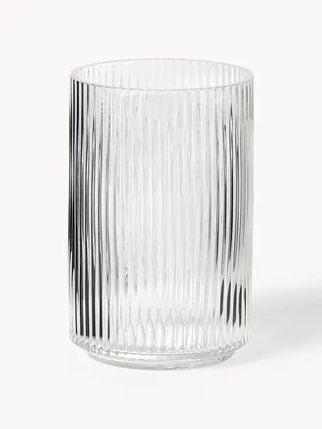 Mundgeblasene Deko-Vase Carlo mit Rillenrelief, H 20 cm, Transparent, Ø 13 x H 20 cm