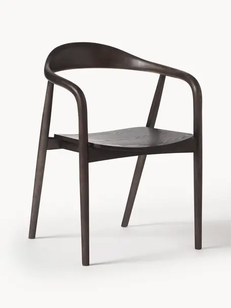 Silla con reposabrazos de madera Angelina, Madera de fresno pintado con certificado FSC
Madera contrachapada pintado con certificado FSC, Madera oscura, An 57 x Al 80 cm