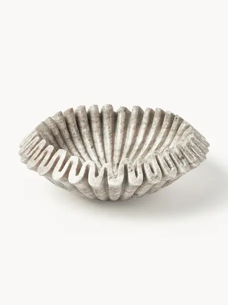 Coupe artisanale en marbre Santorini, Ø 31 cm, Marbre, Brun, marbré, Ø 31 x haut. 11 cm