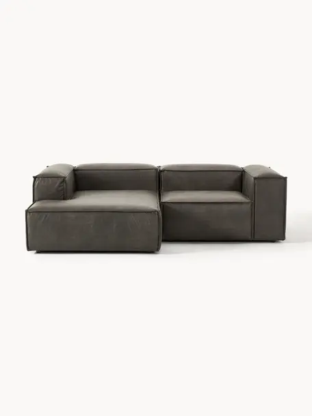 Narożna sofa modułowa ze skóry z recyklingu Lennon, Tapicerka: skóra z recyklingu (70% s, Stelaż: lite drewno, sklejka, Nogi: tworzywo sztuczne Ten pro, Skóra taupe, S 238 x G 180 cm, lewostronna