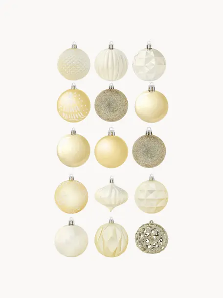 Boules de Noël incassables Victoria, 60 élém., Polystyrène, Doré, champagne, Ø 7 cm