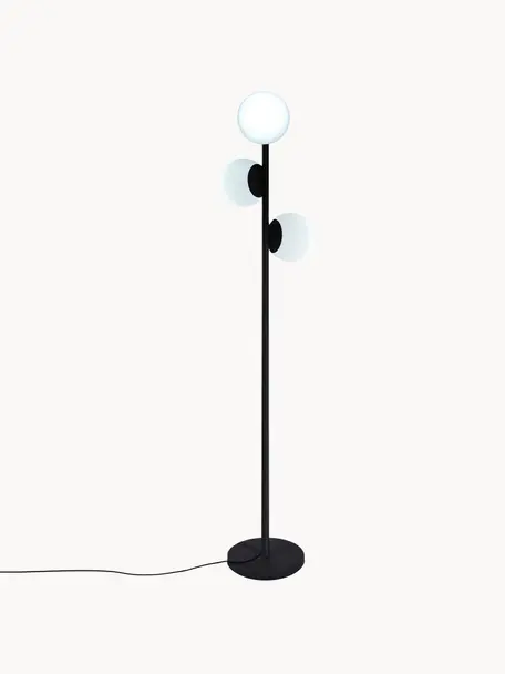 Dimmbare Outdoor-Stehlampe Globy mit Stecker, Lampenfuß: Aluminium, beschichtet, Schwarz, Weiß, Ø 42 x H 175 cm