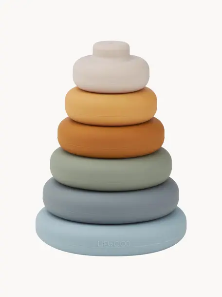 Jouets à empiler Dag, 7 élém., 100 % silicone, Multicolore, Ø 10 x haut. 13 cm