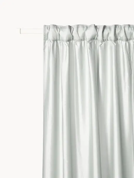Rideaux opaques avec ruflette multiple Meaux, 2 pièces, 100 % polyester, Gris clair, larg. 140 x long. 250 cm