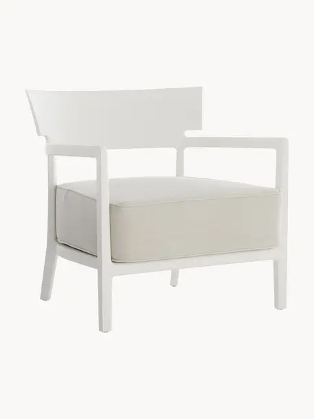 Sillón para exterior Cara, Tapizado: tejido Alta resistencia a, Estructura: policarbonato pintado, Tejido blanco Off White, blanco, An 68 x F 67 cm