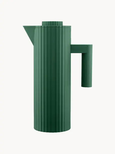 Caraffa sottovuoto Plissé, 1 L, Resina termoplastica, vetro, Verde scuro, 1 L