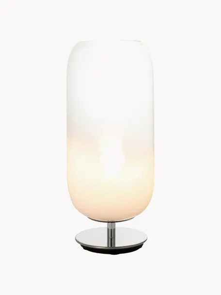 Ručně foukaná stolní lampa Gople, různé velikosti, Bílá, stříbrná, Š 21 cm, V 49 cm