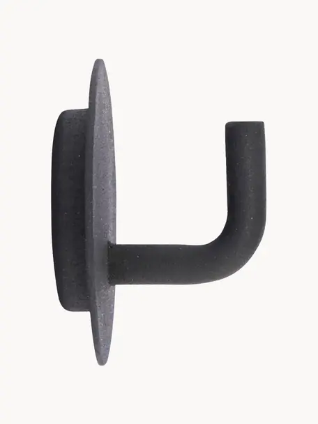 Kovové nástěnné háčky Lema, 2 ks, Potažený hliník, Černá, Ø 4 cm, H 3 cm