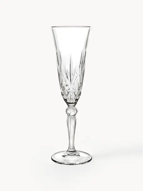 Flûtes à champagne en cristal Melodia, 6 pièces, Cristal

Apportez l'éclat du cristal à votre table ! Ce verre est d'une transparence exceptionnelle et d'un poids agréable, ce qui lui donne une sensation de qualité et un aspect élégant. De plus, les coupes fines rendent chaque pièce unique, en faisant un objet à la fois pratique et esthétique, Transparent, Ø 7 x haut. 22 cm, 160 ml